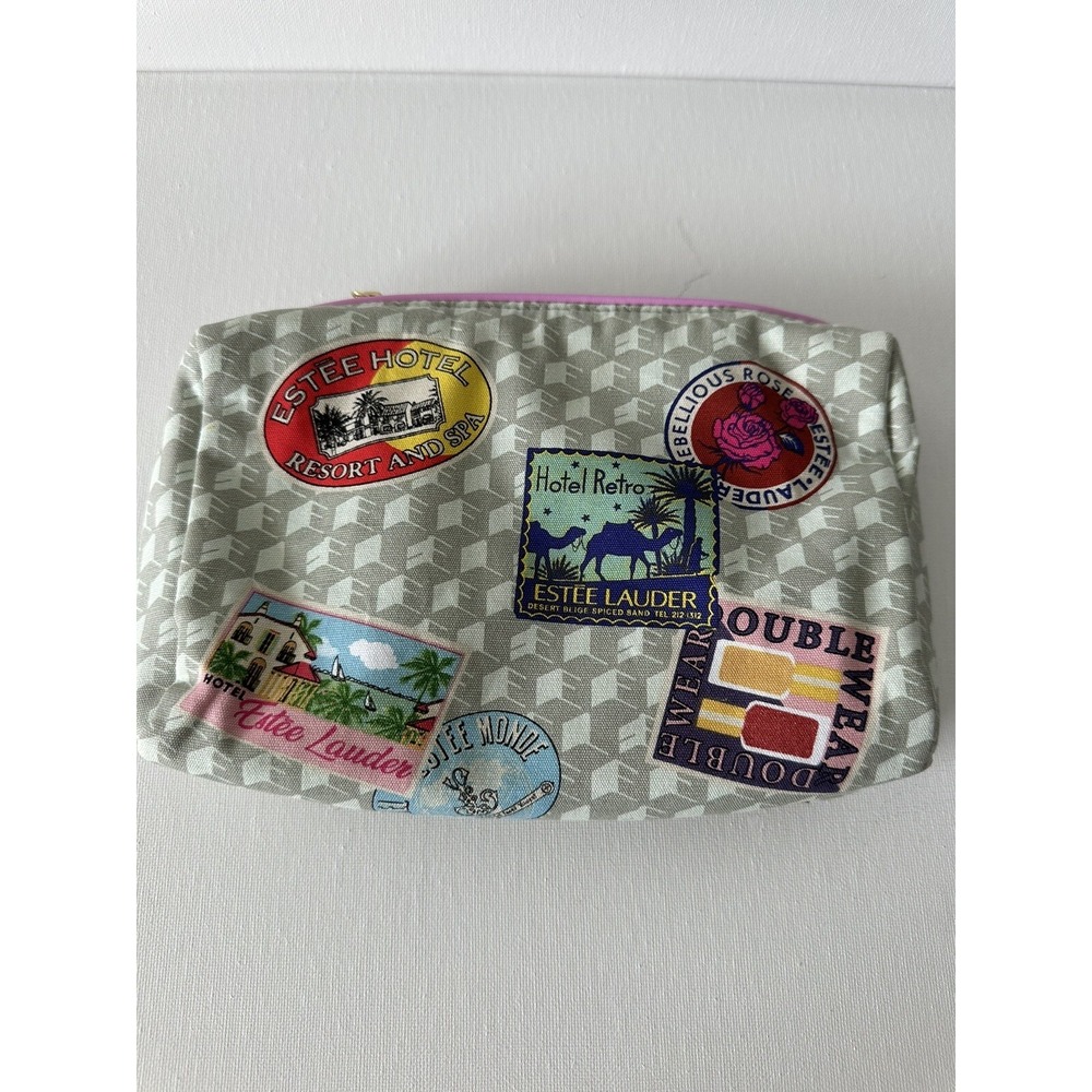 Estee Lauder khaki Printed‎ Cosmetic Makeup Bag